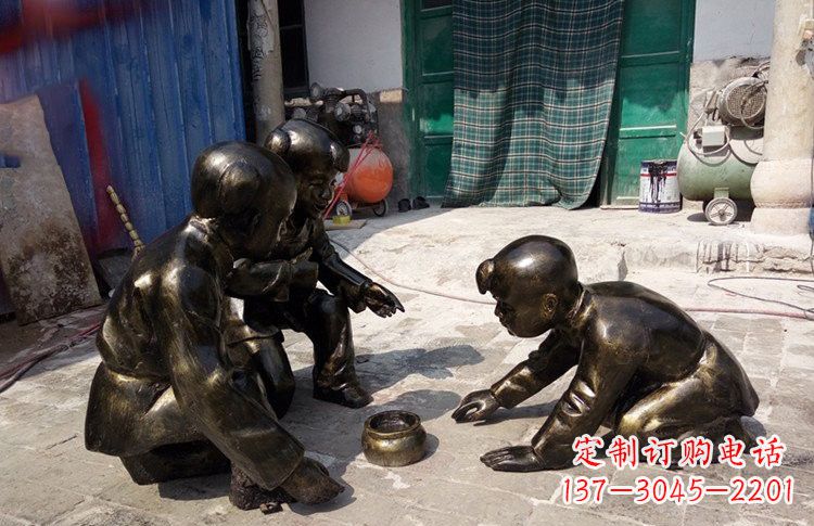 台州玻璃钢仿铜斗蛐蛐的古代儿童