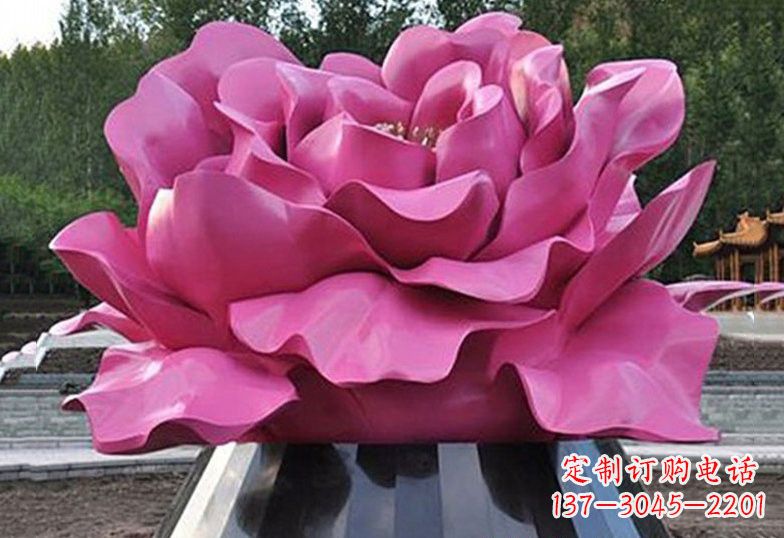 台州不锈钢彩色牡丹花雕塑美丽的艺术品