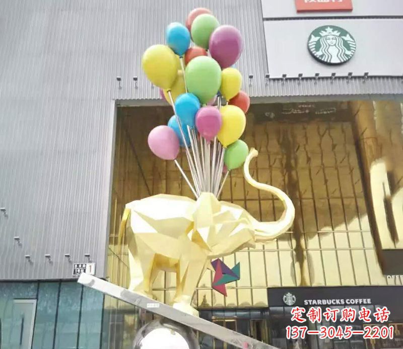 台州不锈钢踩球的小象雕塑