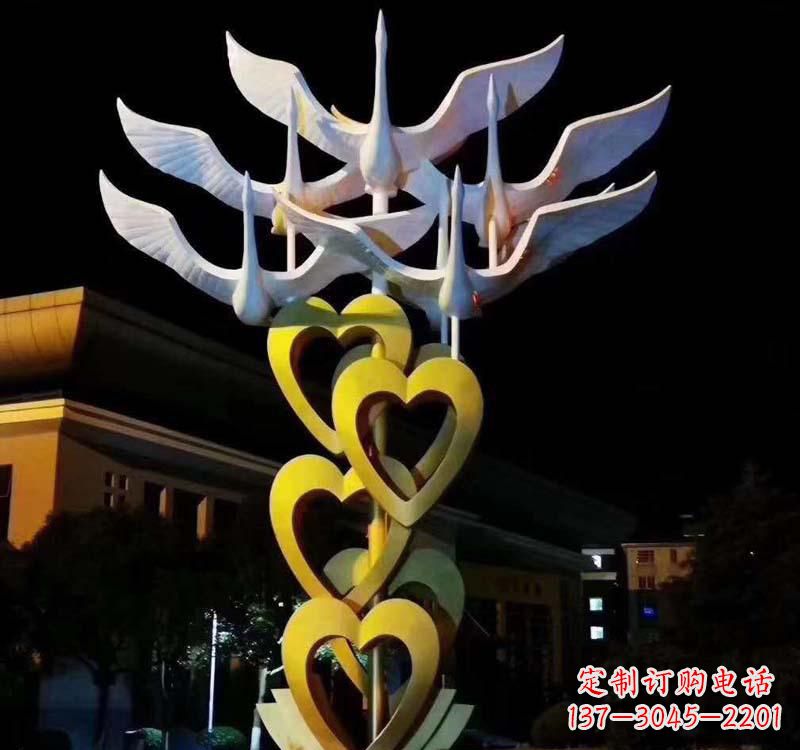 台州不锈钢大雁雕塑象征着自由的翱翔
