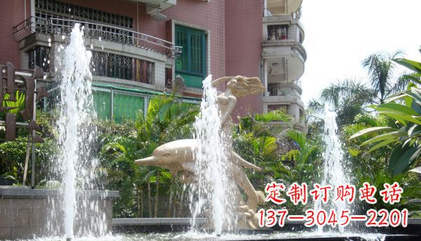 台州不锈钢海豚喷泉雕塑精美的海洋艺术