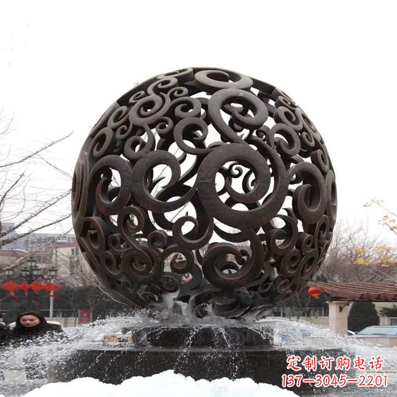 台州不锈钢镂空球水景喷泉雕塑