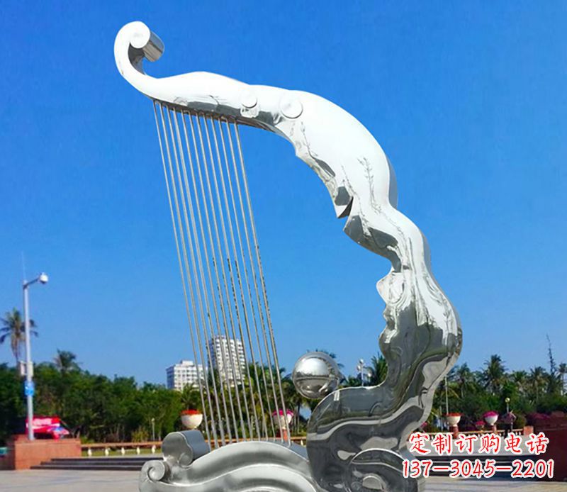 台州不锈钢竖琴雕塑——传承古典音乐之美