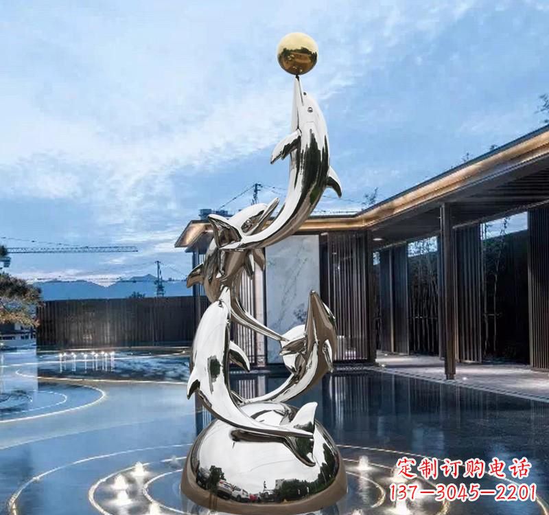 台州海豚的优雅身姿——不锈钢水景雕塑