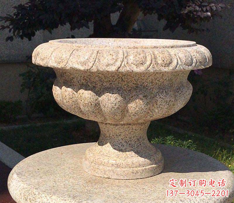 台州大理石花钵公园花盆石雕