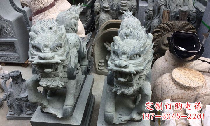 台州大理石立式麒麟门口镇宅石雕