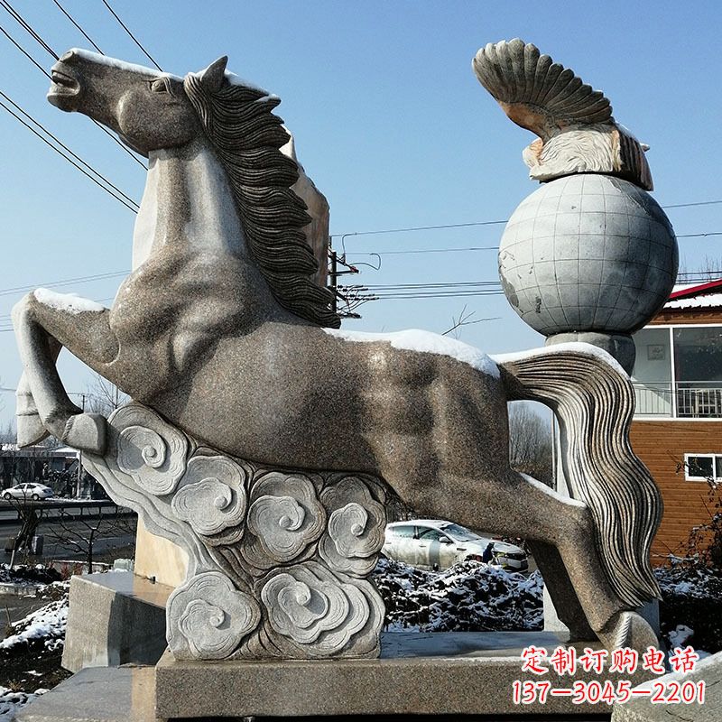 台州大理石马踏祥云雕塑