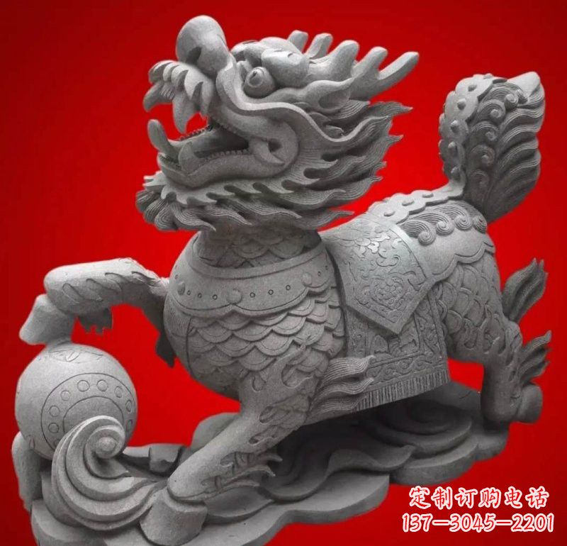 台州大理石企业小区门口麒麟雕塑