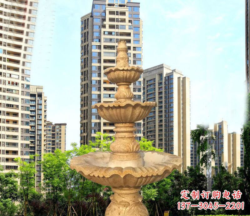 台州大理石三层喷泉公园石雕 (2)