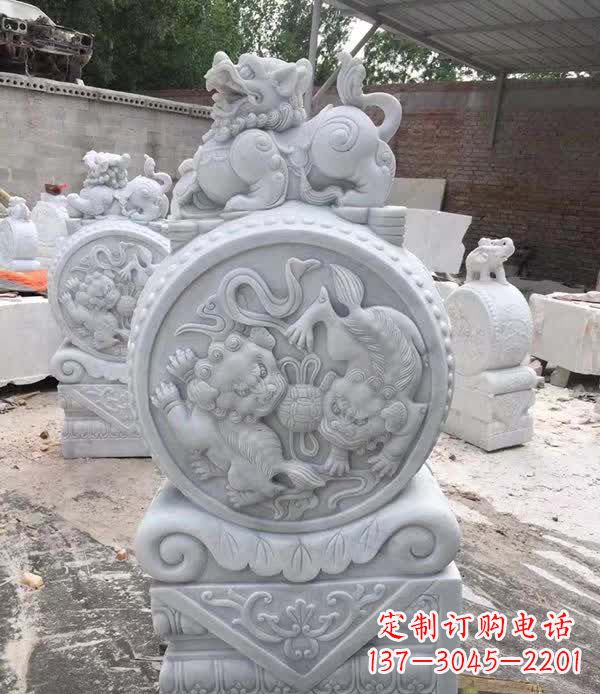 台州大理石狮子抱鼓石雕塑