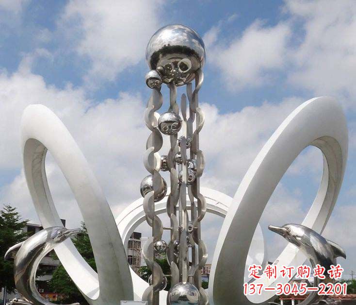 台州精致不锈钢海豚雕塑