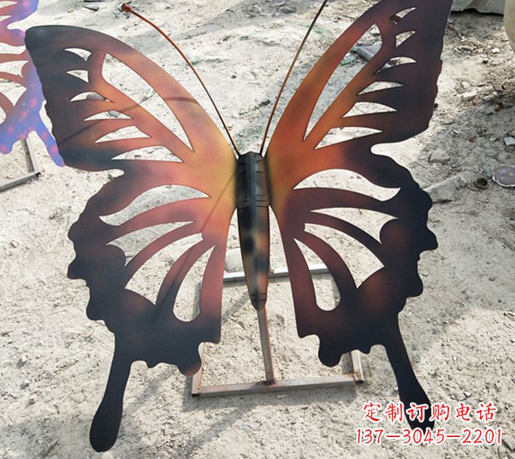 台州大型不锈钢铁艺蝴蝶雕塑,户外公园园林彩色昆虫摆件