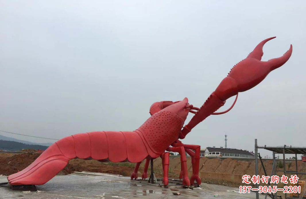 台州大型广场不锈钢龙虾雕塑