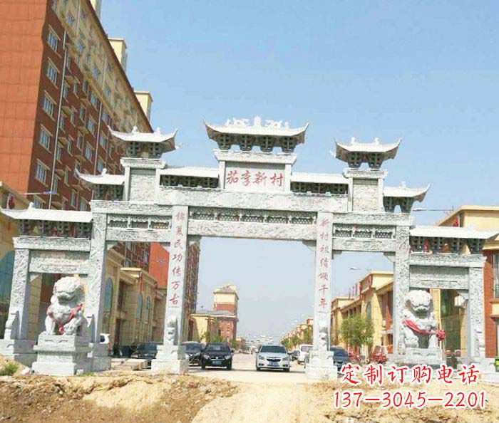 台州大型五门石雕牌楼