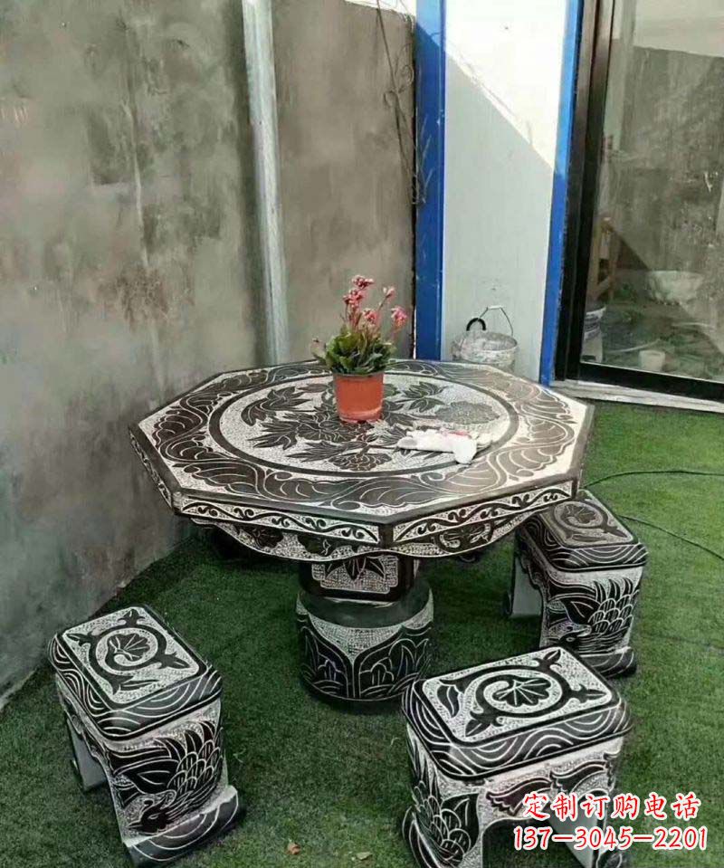 台州多边形石头桌凳雕塑
