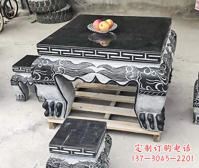 台州中领雕塑方形仿古石桌凳