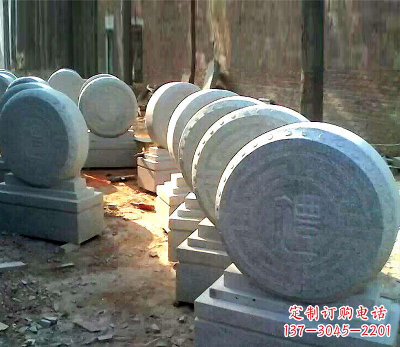 台州仿古石门墩招财抱鼓石石雕 (2)