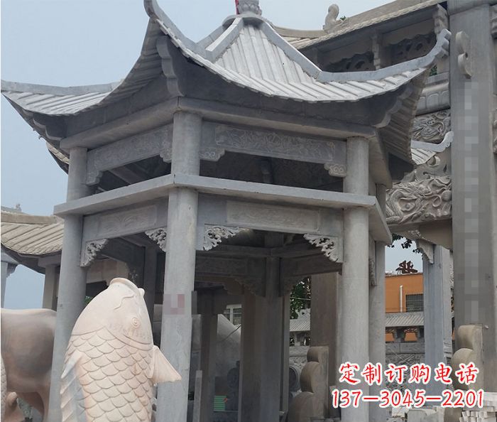 台州精美仿古双层石雕凉亭
