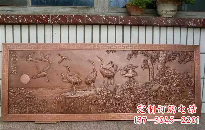 台州富贵仙鹤浮雕锻铜雕塑