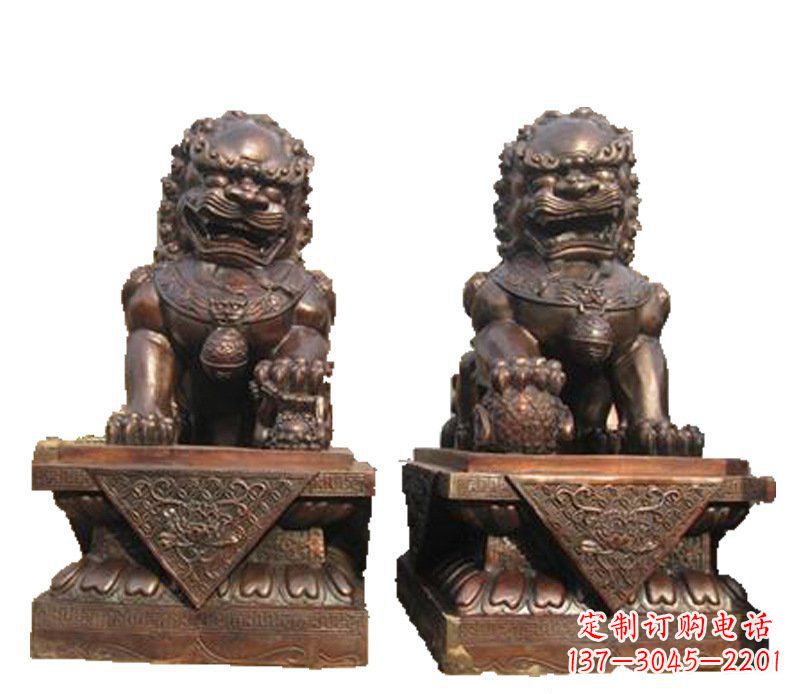 台州公司汇丰狮子铜雕塑摆件 (2)