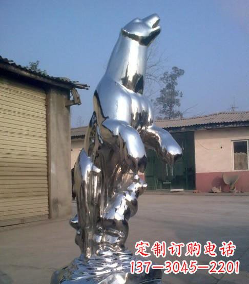 台州公园不锈钢抽象北极熊动物雕塑