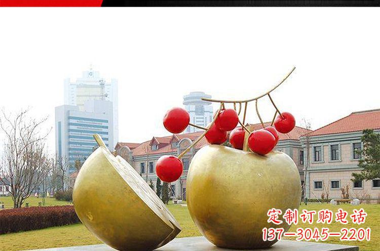 台州公园不锈钢苹果樱桃雕塑