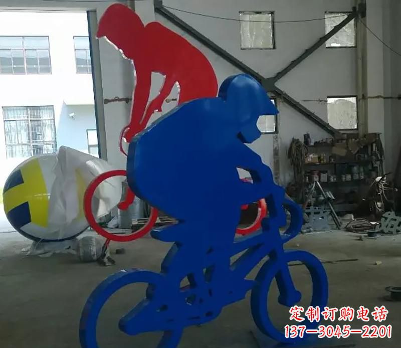 台州公园不锈钢骑自行车运动人物雕塑