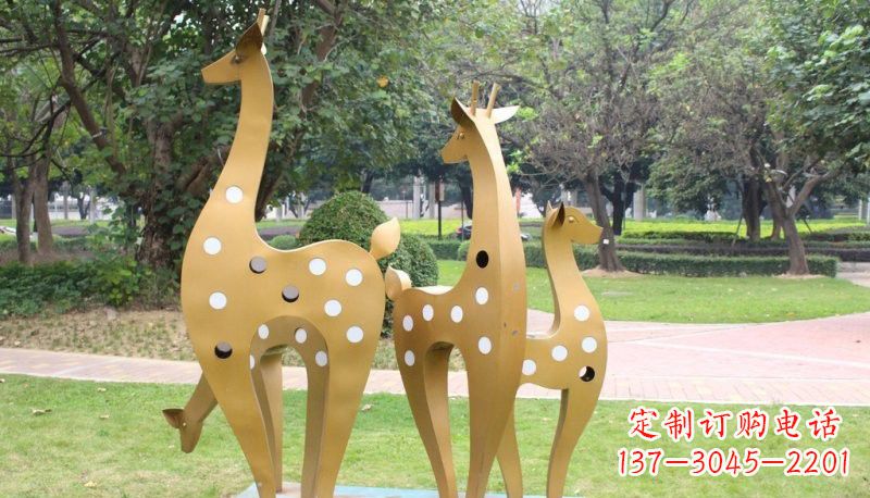 台州彩色不锈钢梅花鹿雕塑