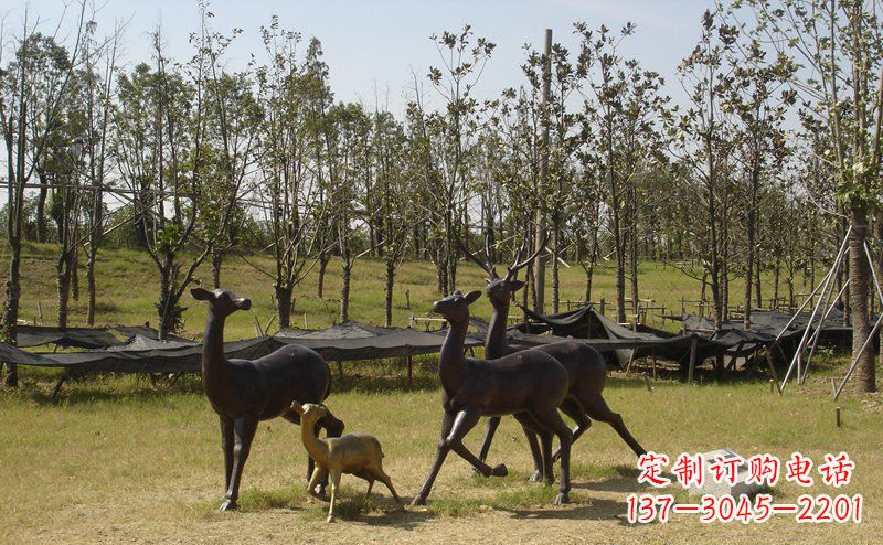 台州公园梅花鹿动物铜雕 (4)