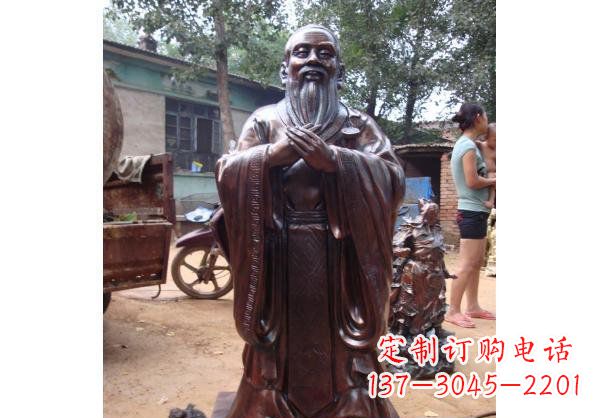 台州古代教育家人物孔子玻璃钢仿铜雕塑