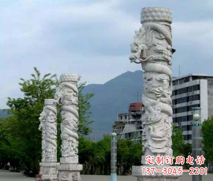 台州广场景观大理石龙柱石雕 (3)