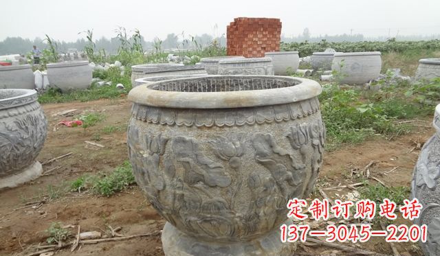 台州荷花花盆公园景观石浮雕