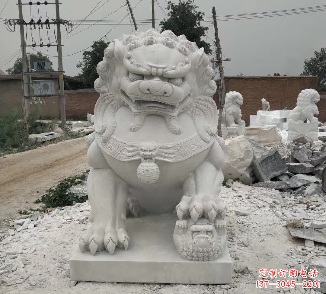 台州非凡威猛！来自中领雕塑的狮子踩球石雕