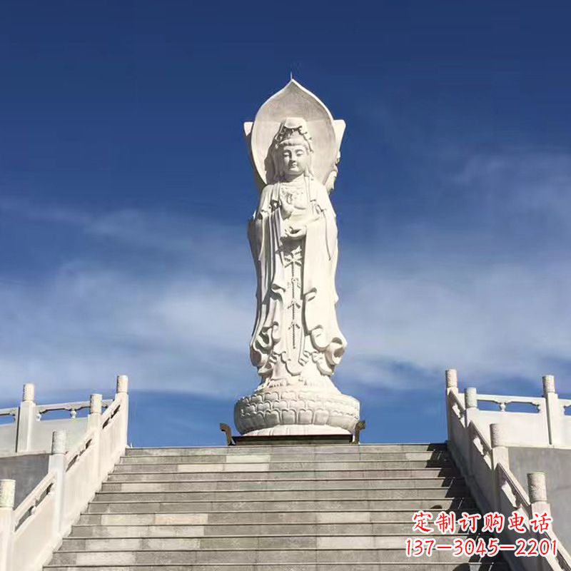 台州景区广场大型三面观音石雕景观雕塑