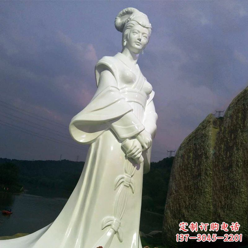 台州景区历史名人古代著名美女西施汉白玉石雕像