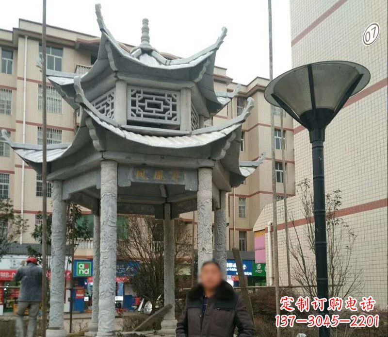 台州双层六角凉亭石雕