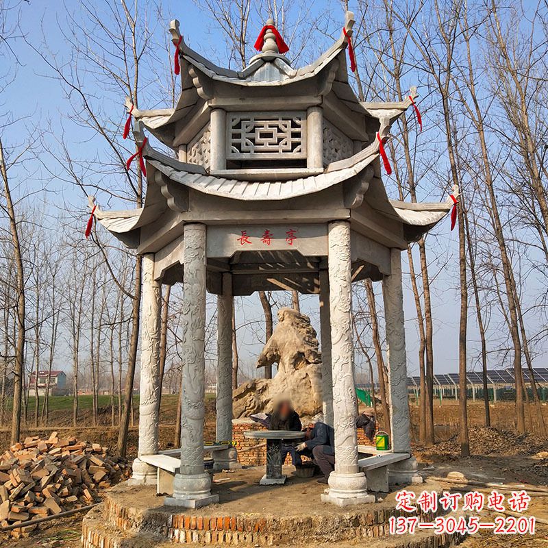 台州双层六角石凉亭