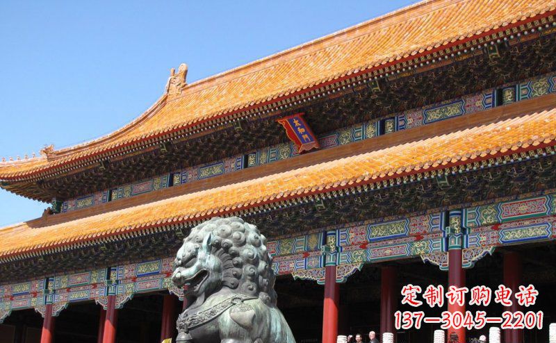 台州寺庙门口青铜狮子雕塑