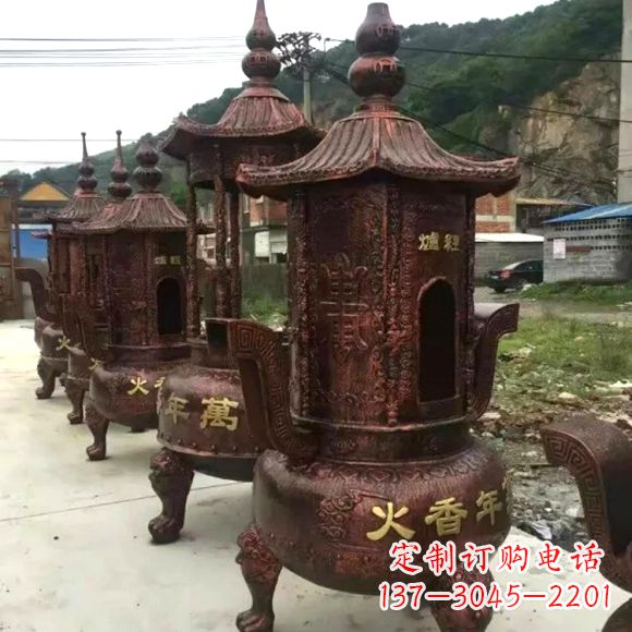 台州寺庙铜香炉雕塑