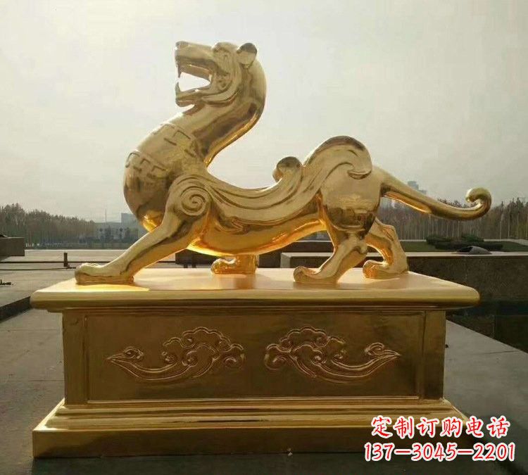 台州贴金古代神兽青龙雕塑