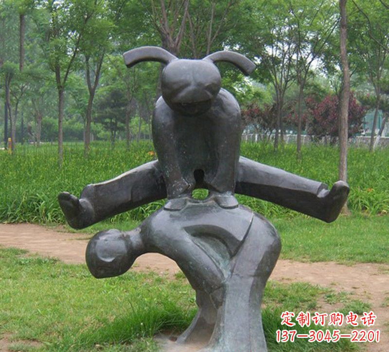 台州铜雕抽象跳山羊儿童