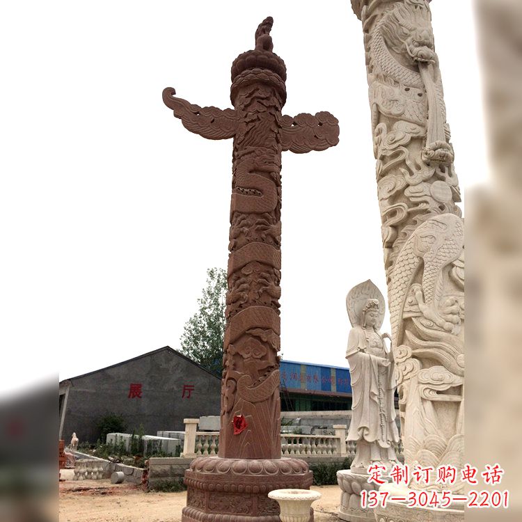 台州晚霞红华表石柱