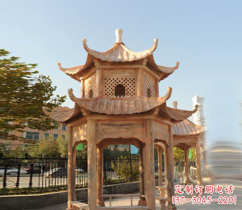 台州晚霞红景区休息凉亭