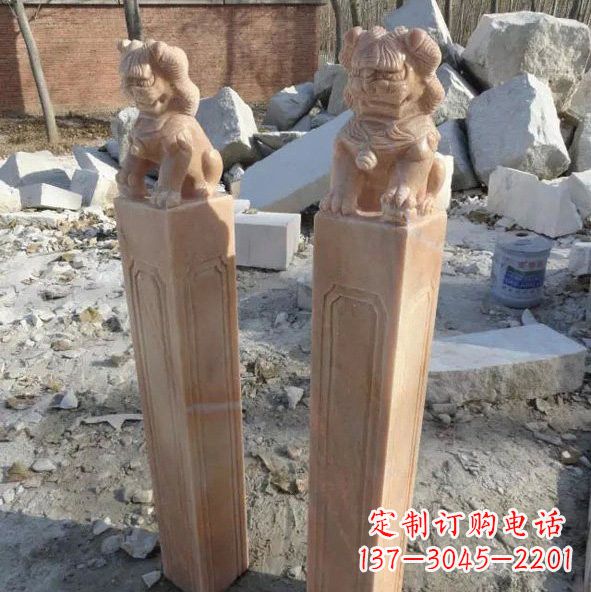 台州晚霞红狮子拴马桩