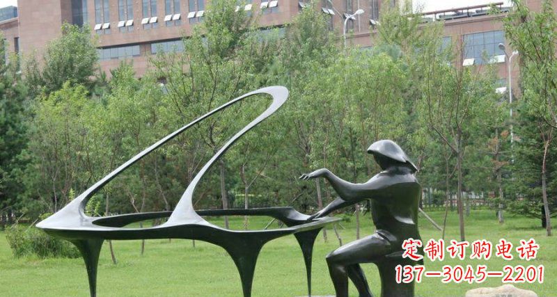台州校园弹钢琴景观铜雕