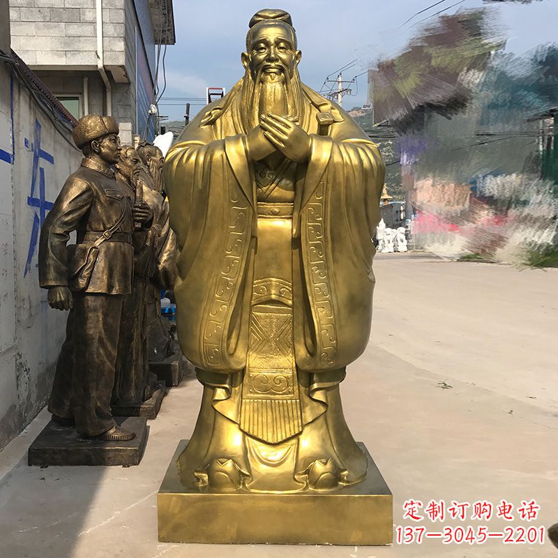 台州校园孔子铜雕像
