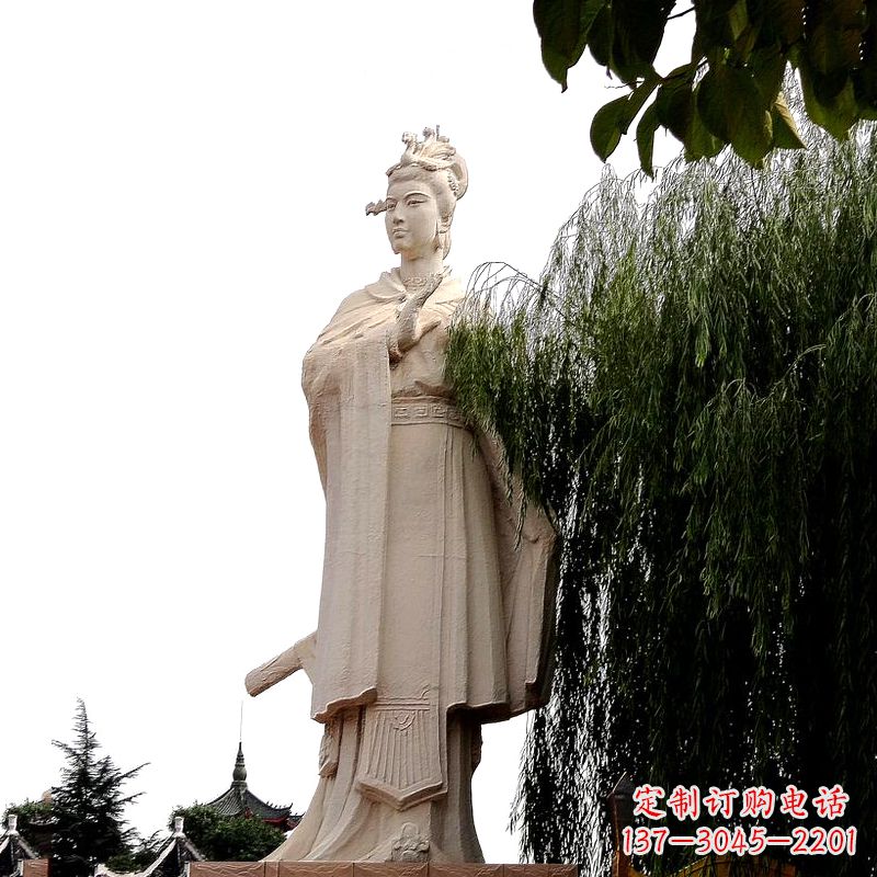 台州虞姬砂岩石雕-景区园林古代人物著名美女雕像