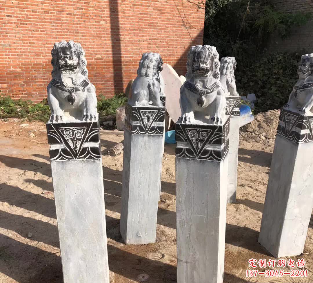 台州园林石雕狮子拴马桩