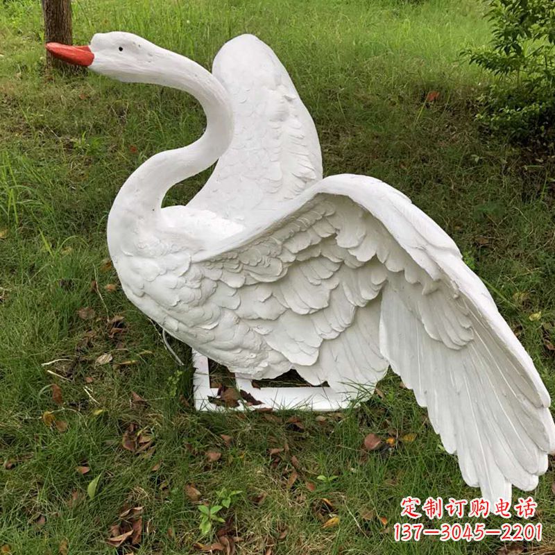 台州展翅飞翔白天鹅仿真发光动物雕塑
